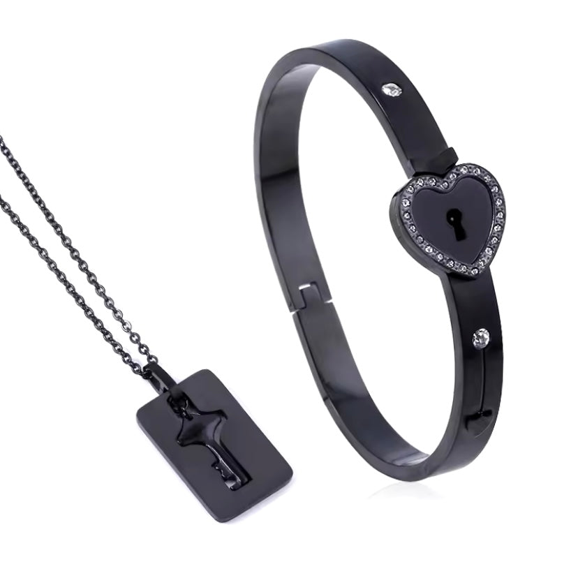 Heart Love Lock Armband & Choker Set