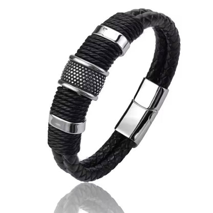 Stoere Multilayer Leren Armband voor Heren – Gevlochten & Vintage Design