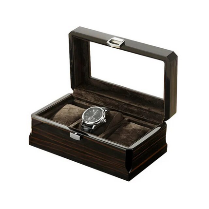 Boîte à montres en grain de bois EleganceWood™ avec 3 emplacements