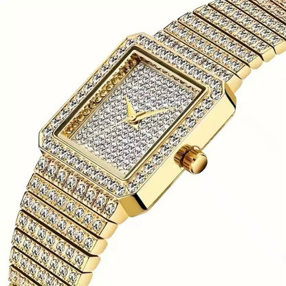 Diamond Women Horloge Goud - Luxe Dames Polshorloge Strass Armband