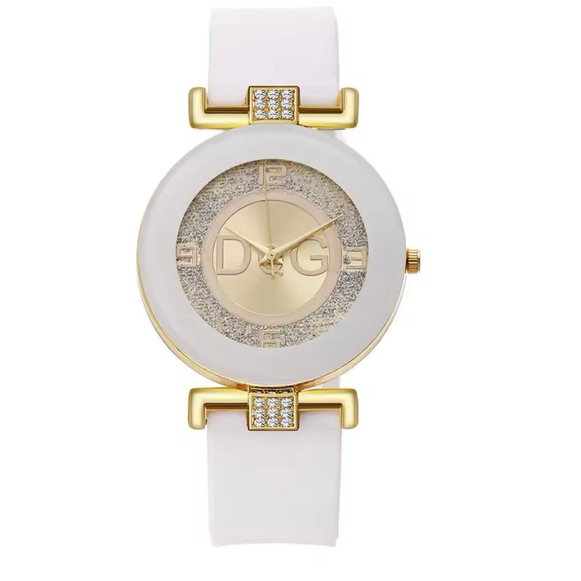 Dames Quartz Horloge - Siliconen Band - 41mm Strass Design - Luxe Merk