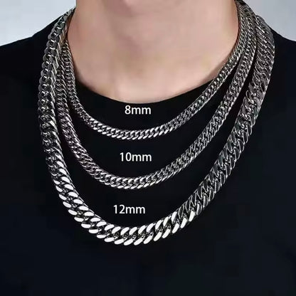 Stijlvolle RVS Cubaanse Ketting voor Mannen - Zilver Kleur, 8mm-14mm