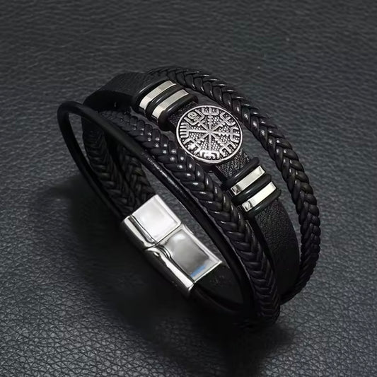 Trendy Lederen Armband Voor Mannen – Roestvrij Stalen Sluiting | gratis verzending