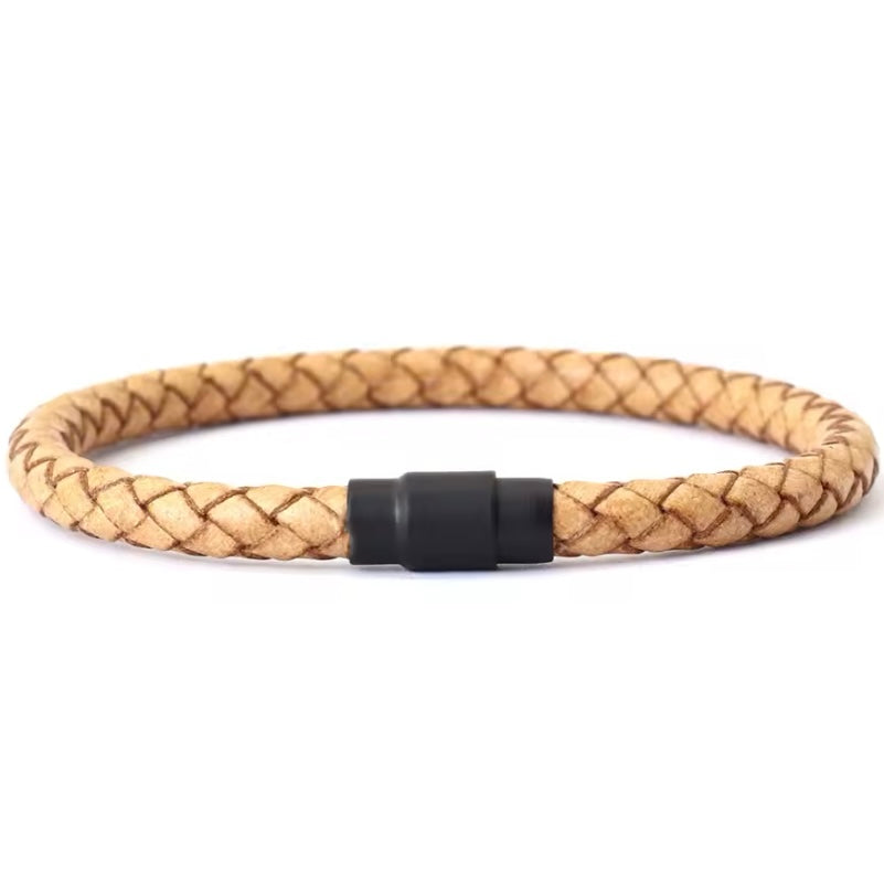 Minimalistische Heren Lederen Armband | Zwart Leer | Magneet Gesp