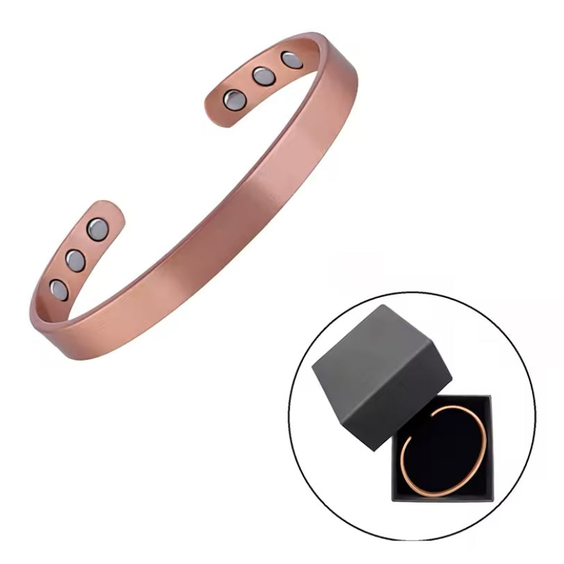 Set Pure Koperen Armbanden En Ringen | Eenvoudige Magnetische Gezondheidsarmbanden