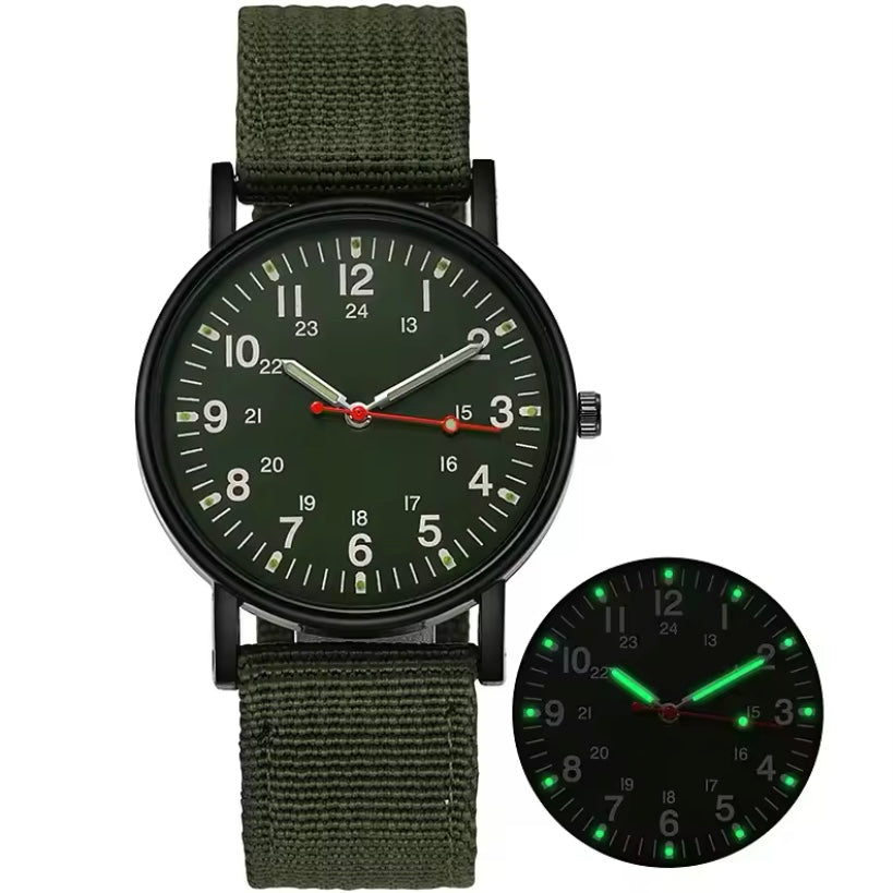 Militaire Heren Horloges Lichtgevende Schokbestendige Sporthorloge met Canvas Band