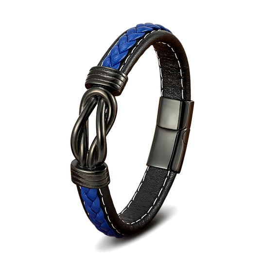 Zwart Lederen Armband voor Heren met RVS Magnetische Sluiting!