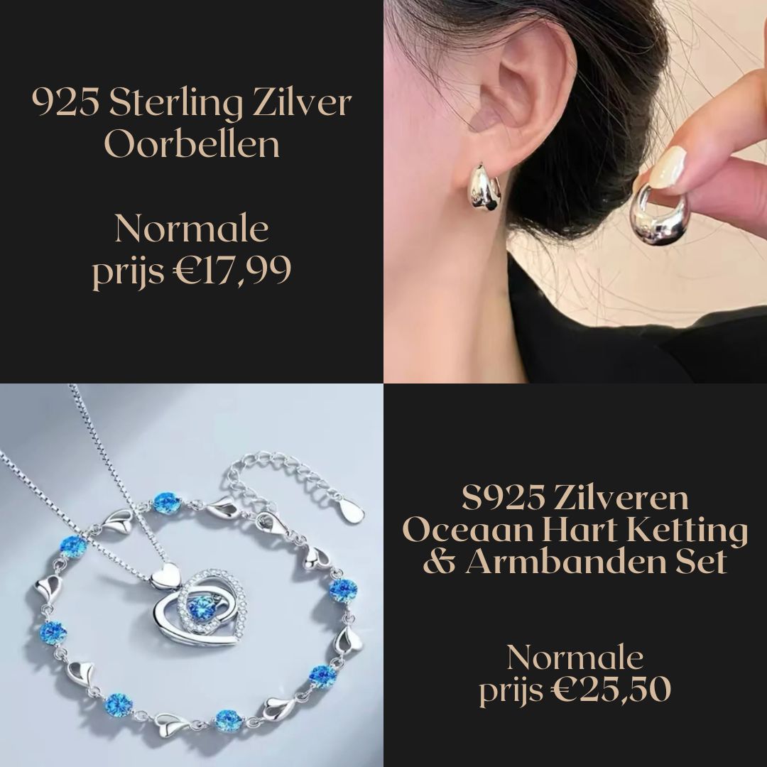 8-in-1 Sieradenbundel: 3 Oorbellen, 3 Kettingen & 2 Armbanden voor Slechts €39,99 – Bespaar 40%