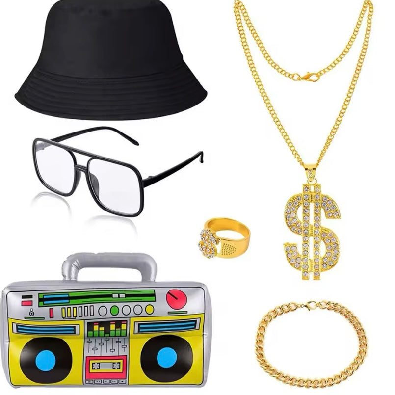 Jaren '80 & '90 Hiphop Accessoires Set – Voor Rappers & Hiphopfans