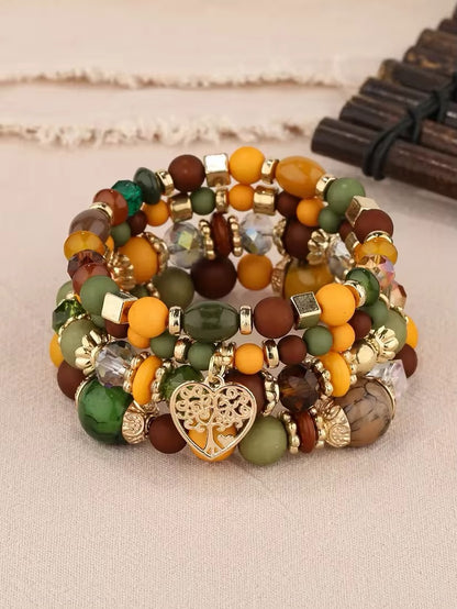 Multicolor Hart Armband met Boom Van Het Leven