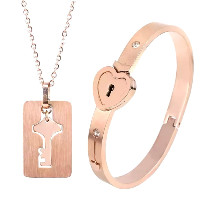 Heart Love Lock Armband & Choker Set