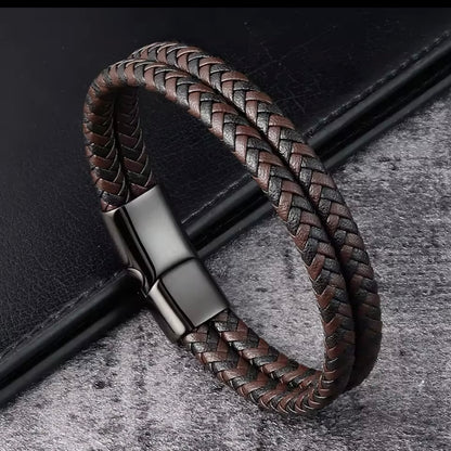 Elegante Gevlochten Echt Lederen Armband