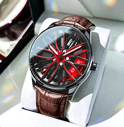 Montre de luxe pour hommes Olevs Wheel - jante de voiture de sport rotative 