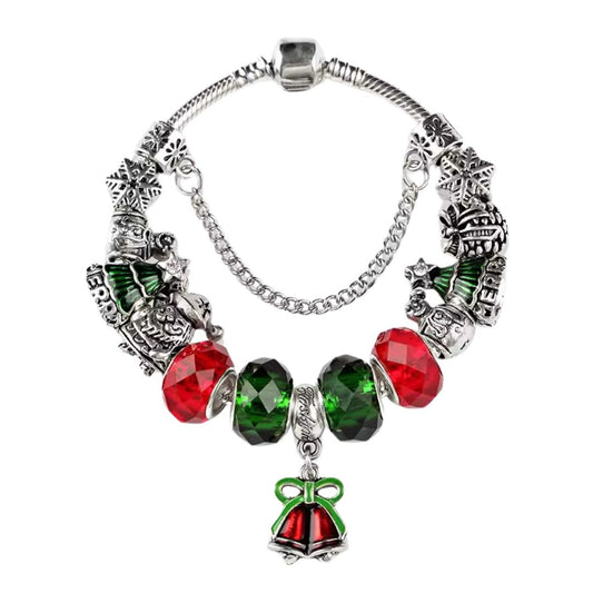 Rood-Groen Kristal Bedelarmband Kerst Santa Sneeuwvlok